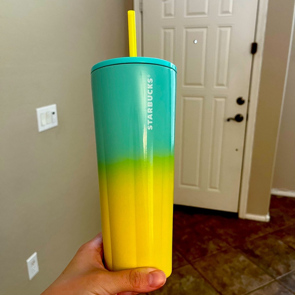 Starbucks Summer 2021 blue and yellow ombré metal cup